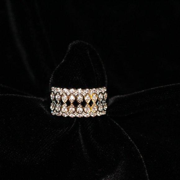 1CT T.W. in 10K WHITE GOLD GORGEOUS ANTIQUE DIAMOND LATTICE RING!! - Picture 1 of 6